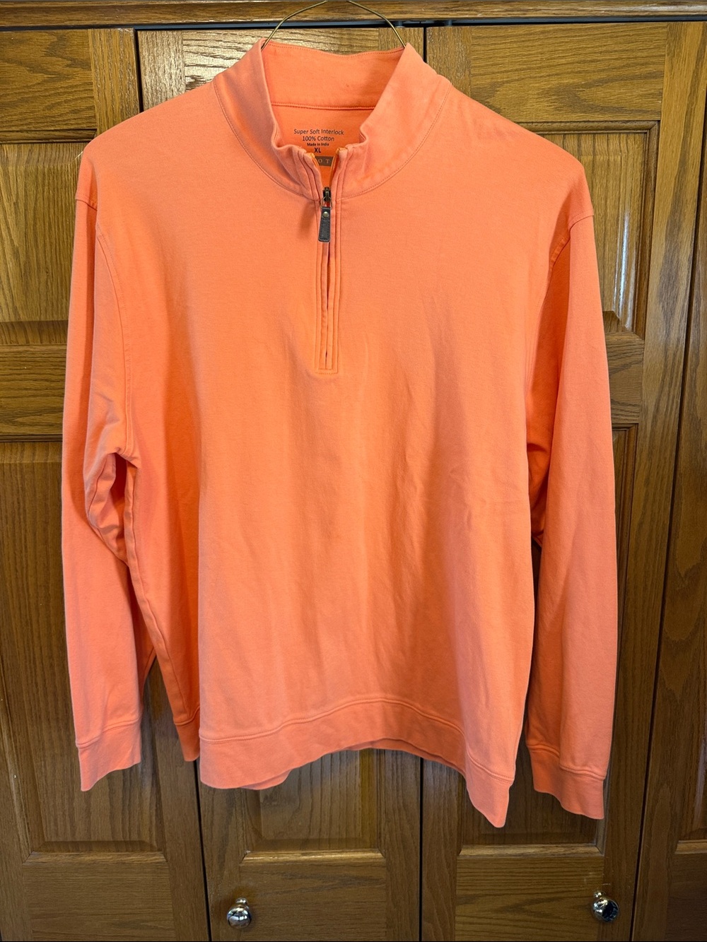 Divots Men's Half-Zip Pullover Sweater in Coral-XL
